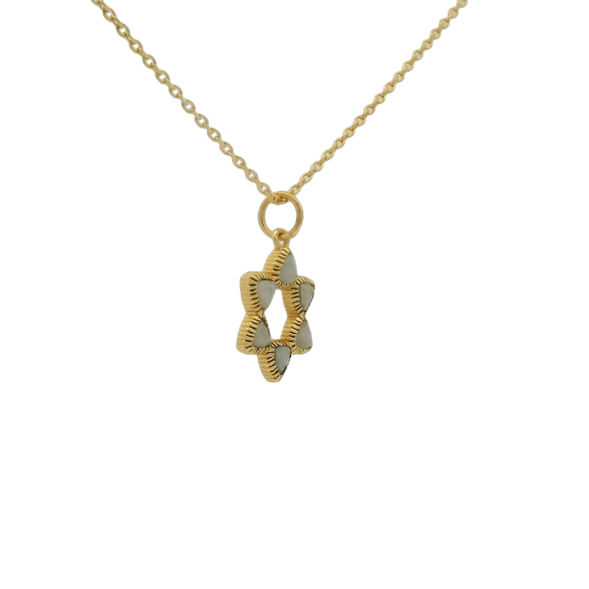 Collier doré étoile de David en pierre de lune 42 cm
