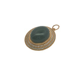 Charms doré médaillon avec onyx noire cabochon et zircons