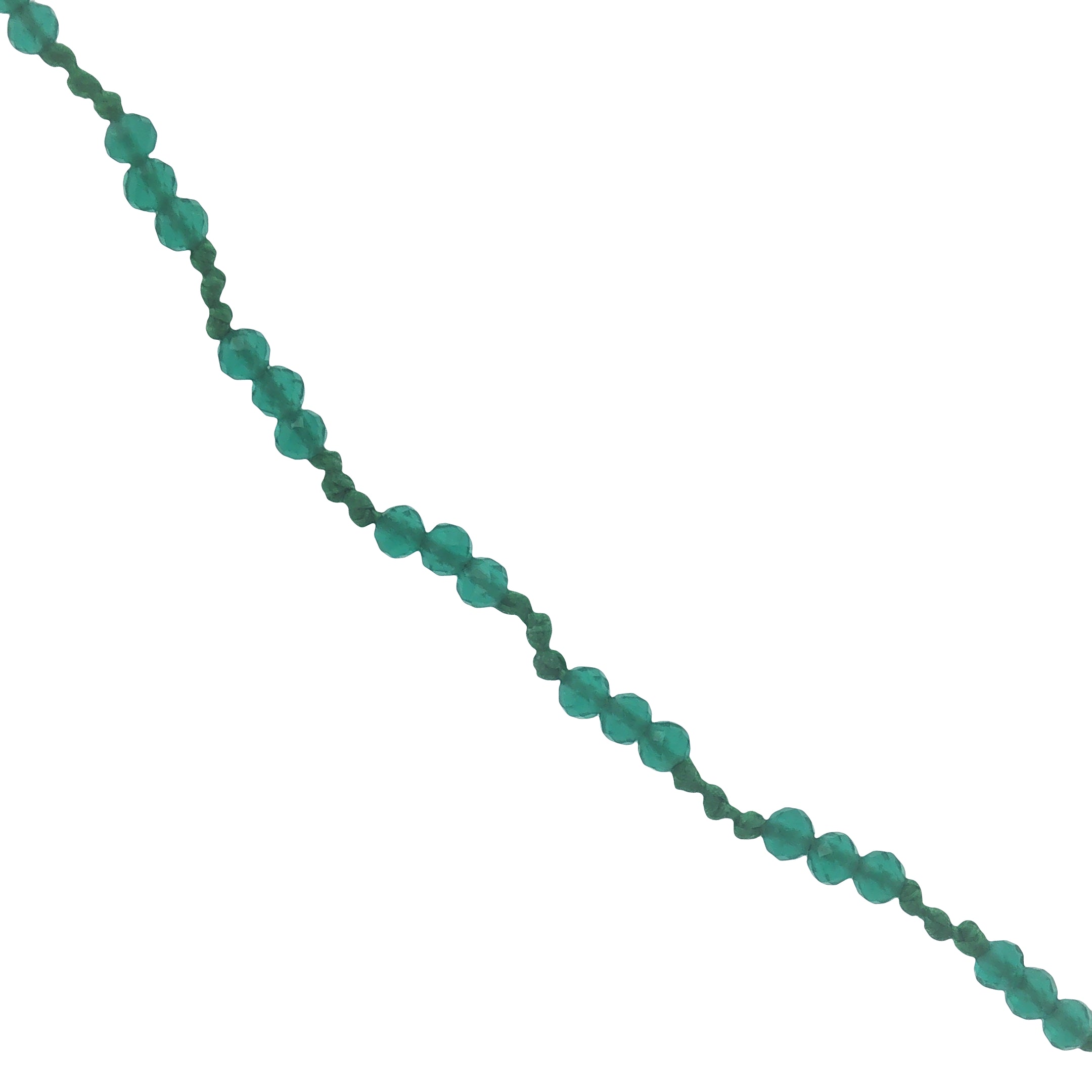 Collier doré avec onyx verte et noeuds verts 42 cm