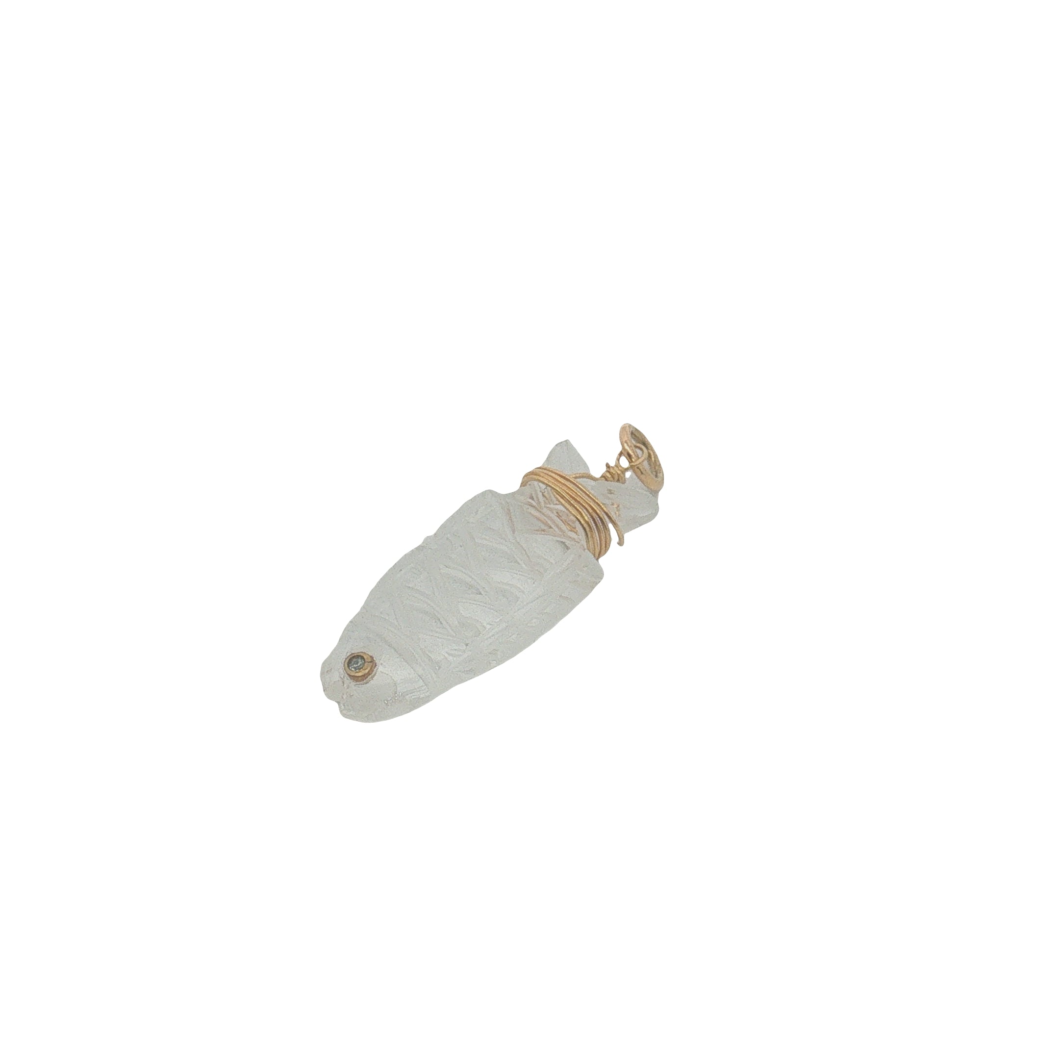 Charms doré poisson taillé dans du cristal blanc avec fil doré