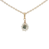 Collier doré petite fleur en tourmaline et perles de culture 42 cm