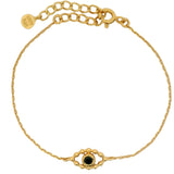 Bracelet doré oeil contour boules et onyx noire