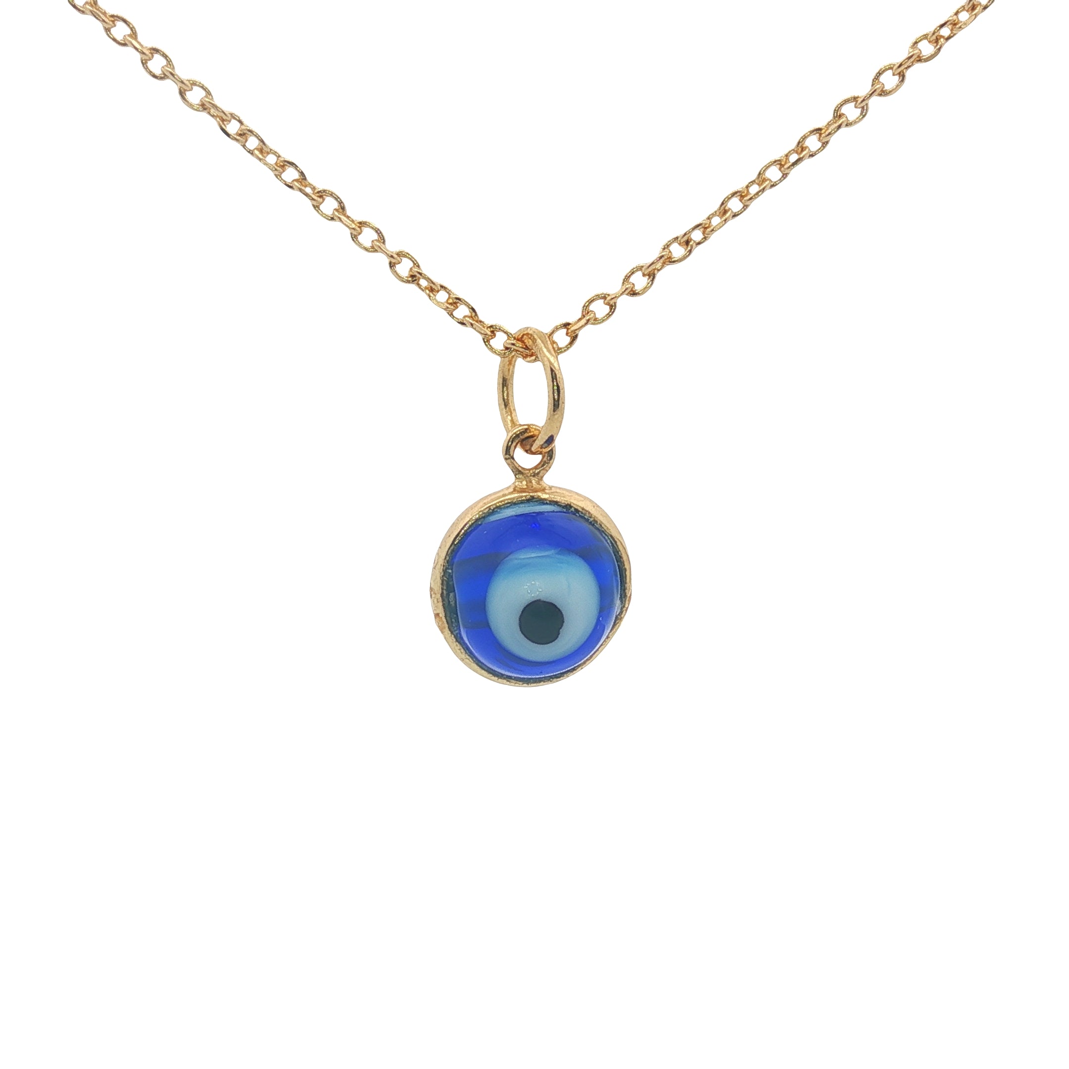 Collier doré petit oeil verre soufflé 42 cm