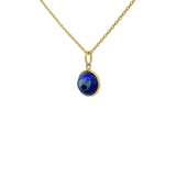 Collier doré petit oeil bleu rond en verre soufflé 42 cm