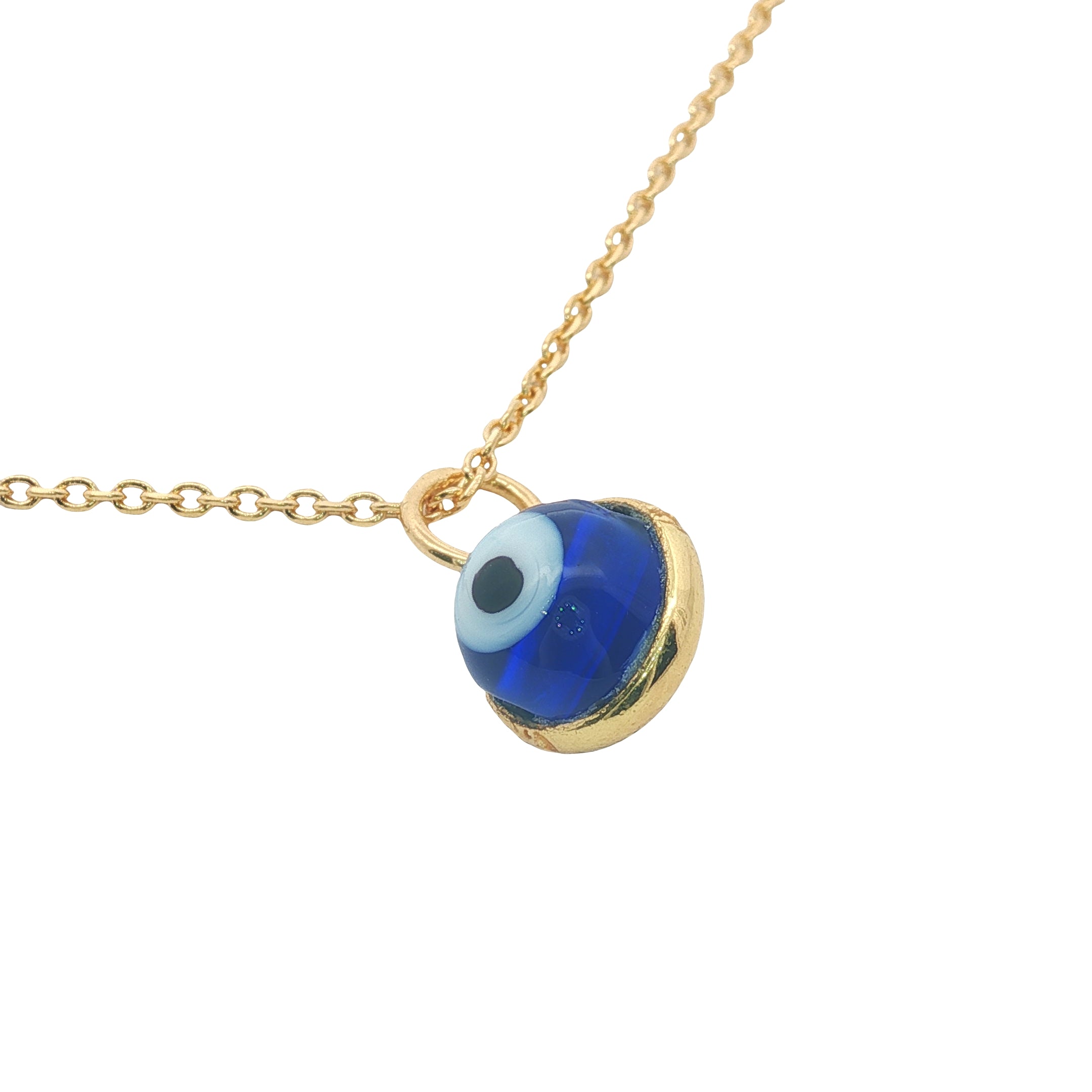 Collier doré petit oeil verre soufflé 42 cm