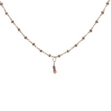 Collier doré grenat et peridot 50 cm