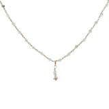 Collier doré en pierre de lune et prehnite 50 cm