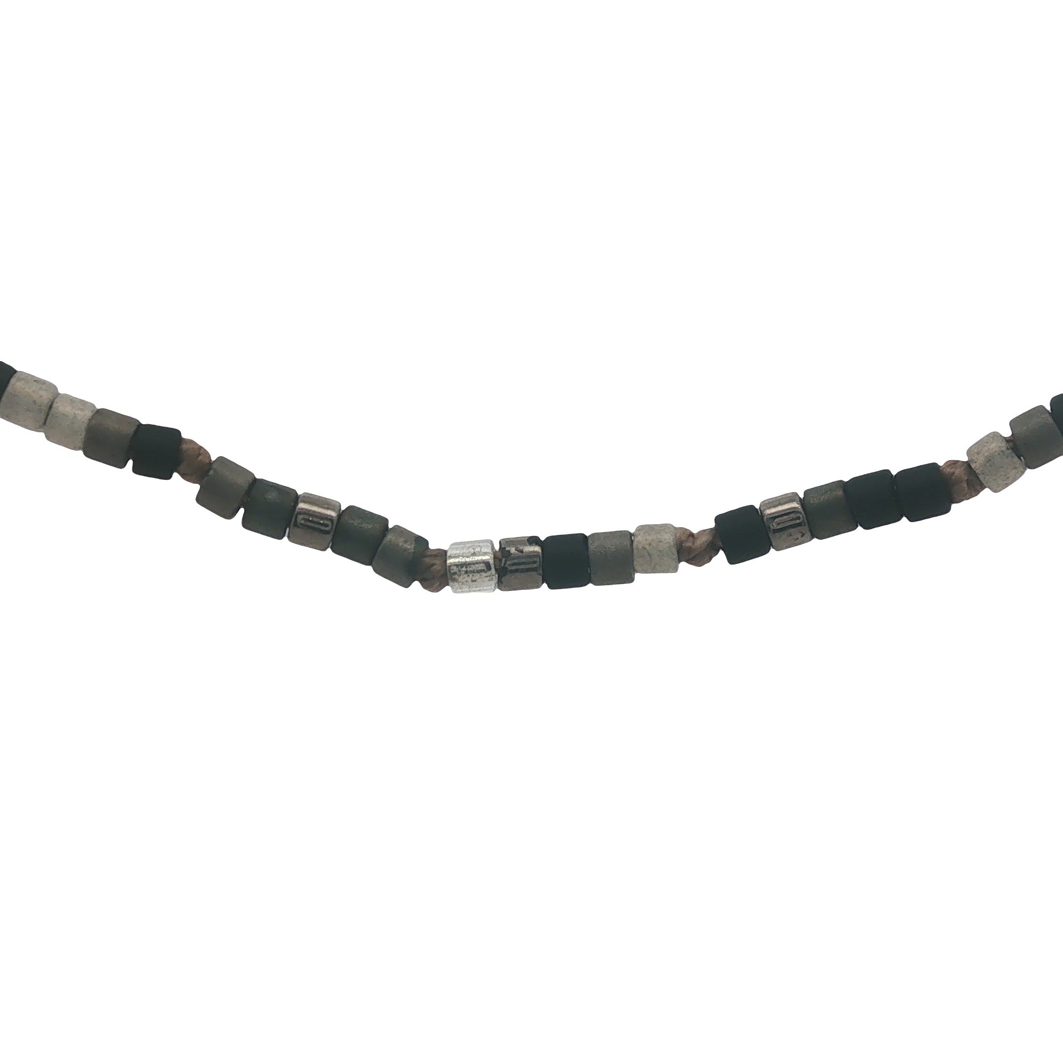 Collier doré perles Miyuki noires et grises 38 cm