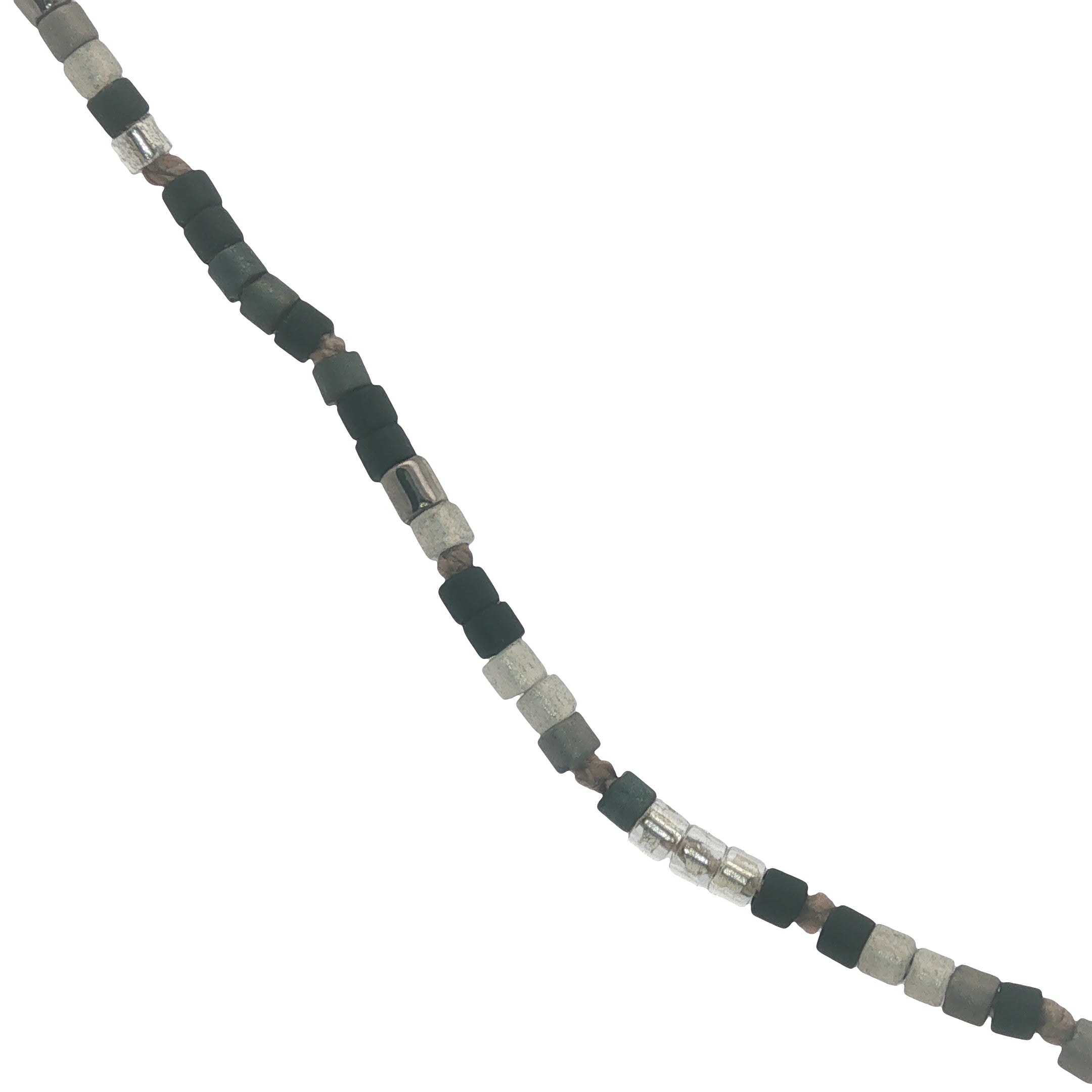 Collier doré perles Miyuki noires et grises 38 cm