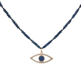 Collier doré oeil avec lapis lazuli 60 cm