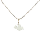 Collier doré colombe taillée dans du quartz citron perles de culture 50 cm