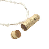 Collier doré grand Tabiz perles de culture et fil beige 75 cm