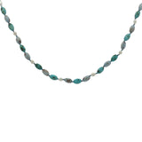 Collier doré en multi turquoise et perles de cultures 75 cm