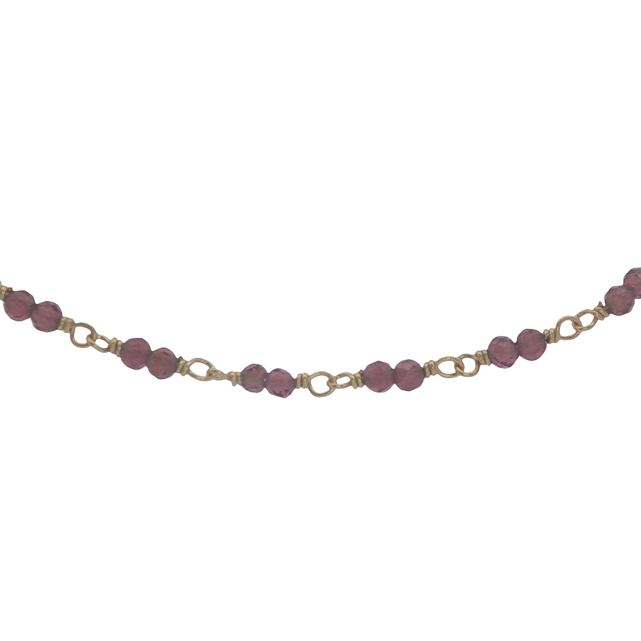 Collier doré avec duo grenat 38 cm