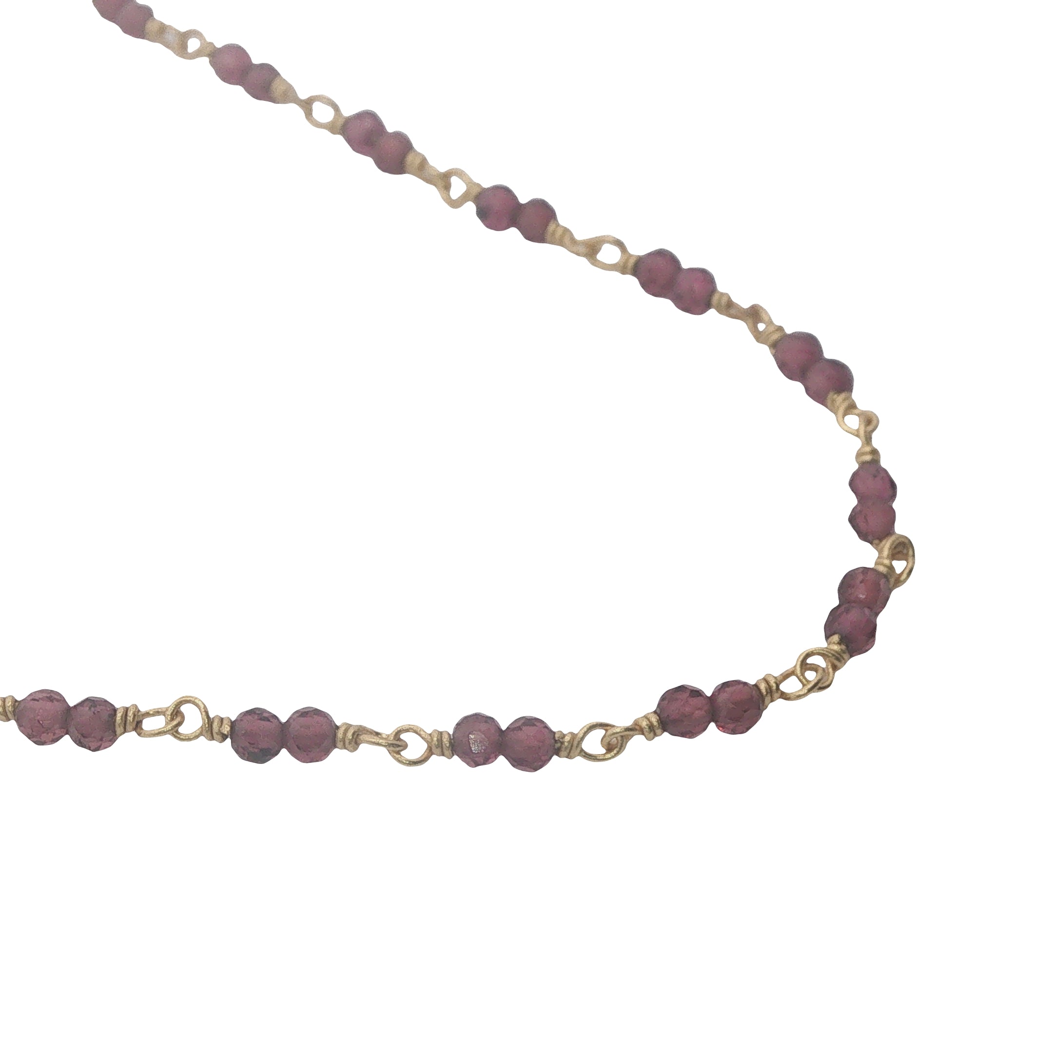 Collier doré avec duo grenat 38 cm
