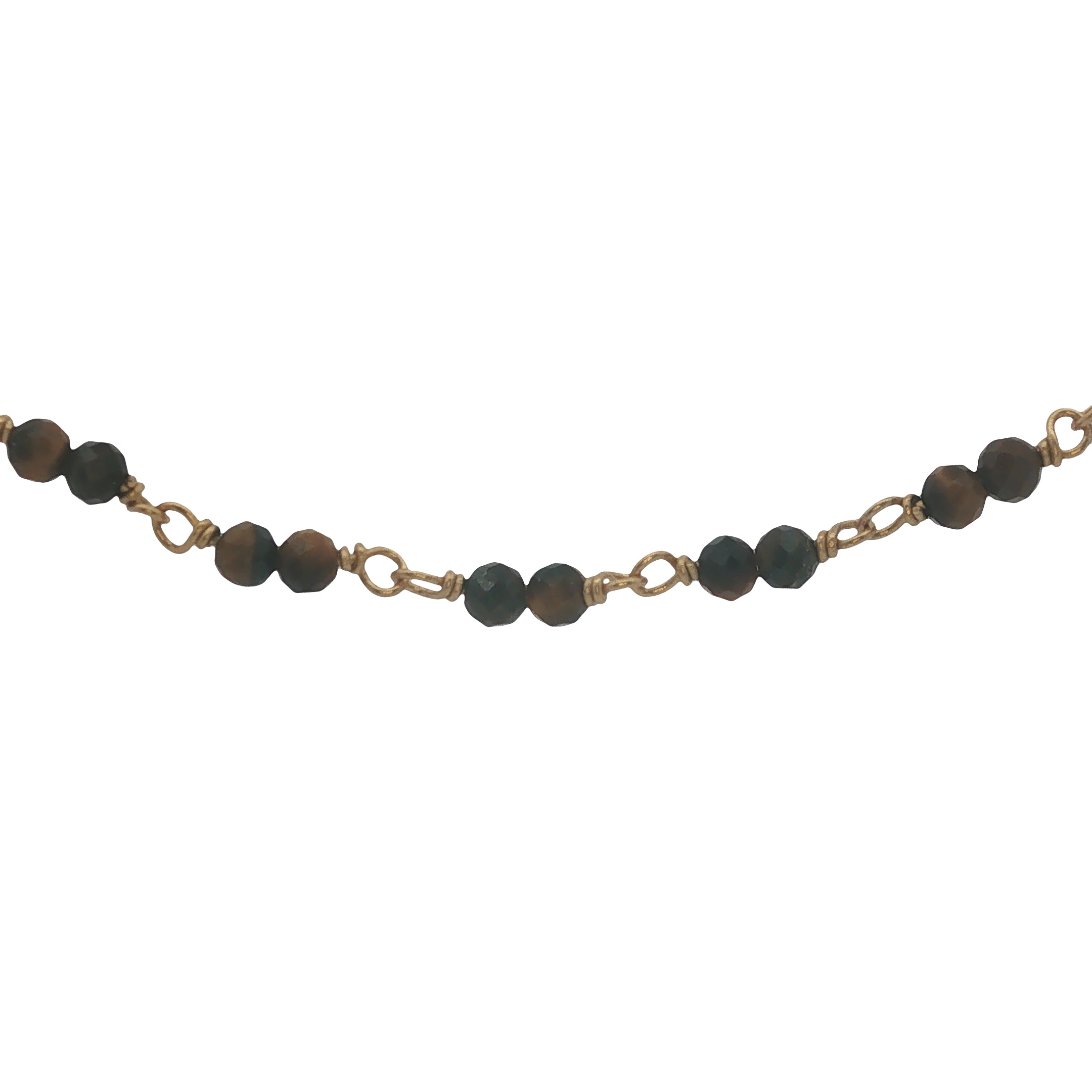 Collier doré avec duo oeil de tigre 38 cm