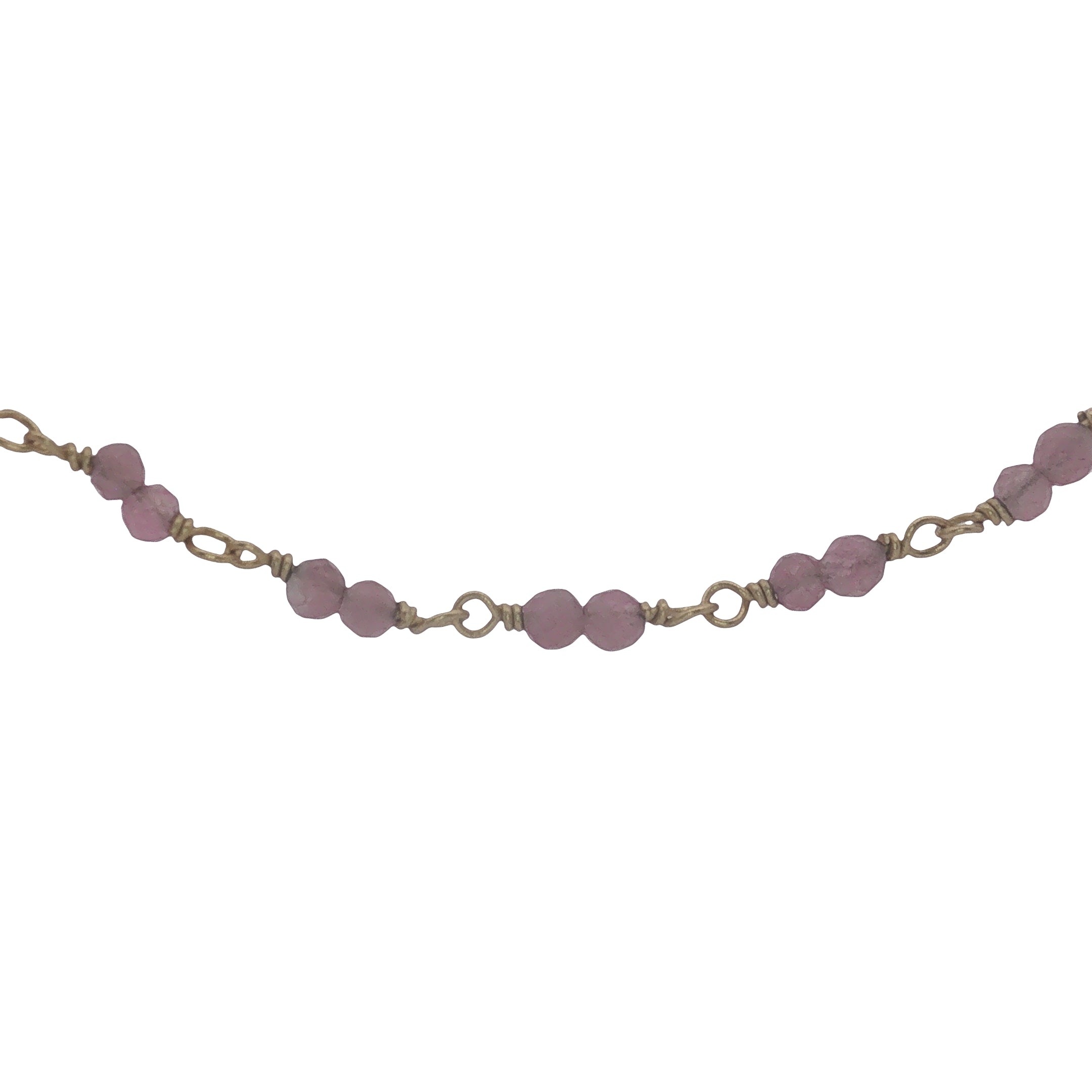 Collier doré avec duo tourmaline rose 75 cm