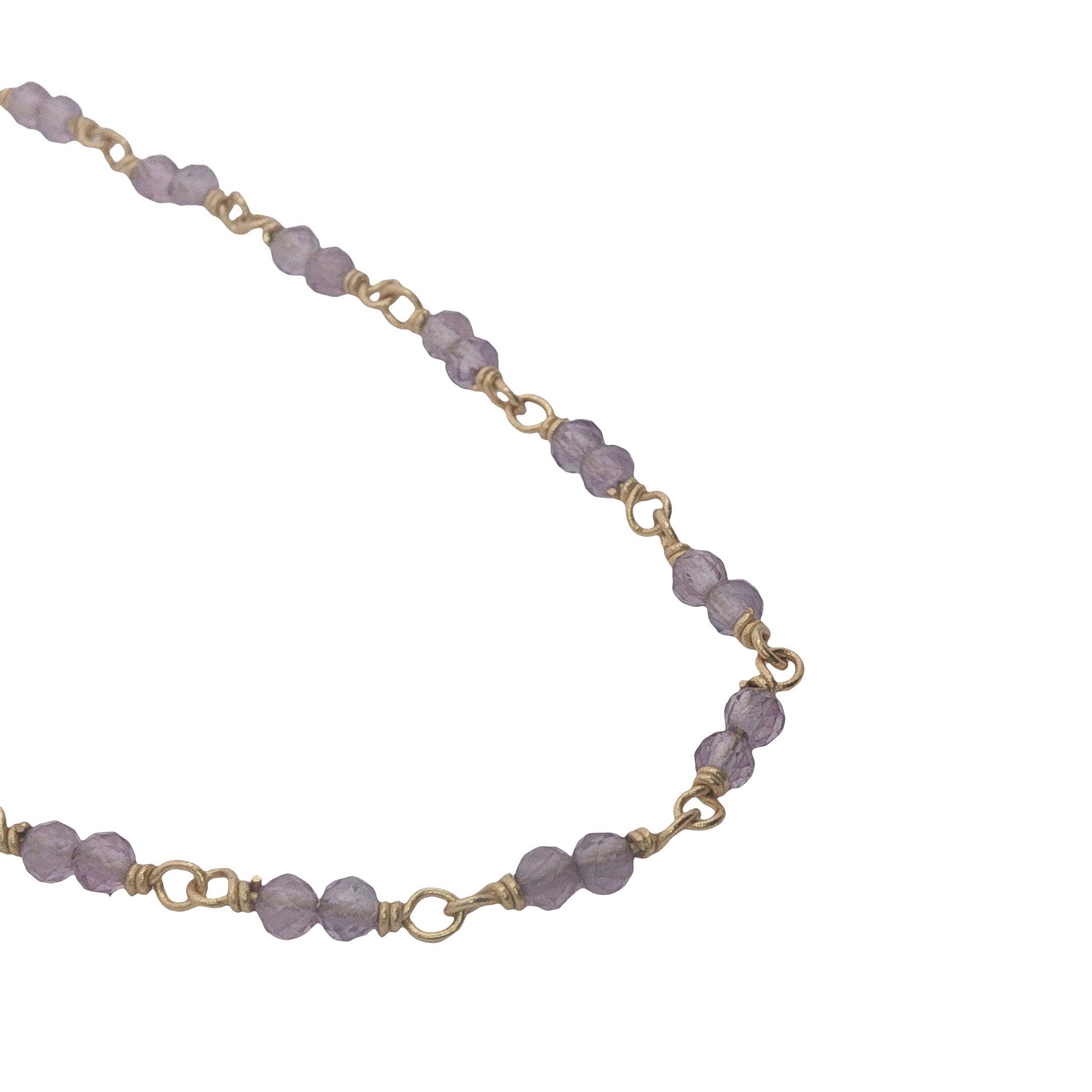 Collier doré avec duo améthyste 38 cm