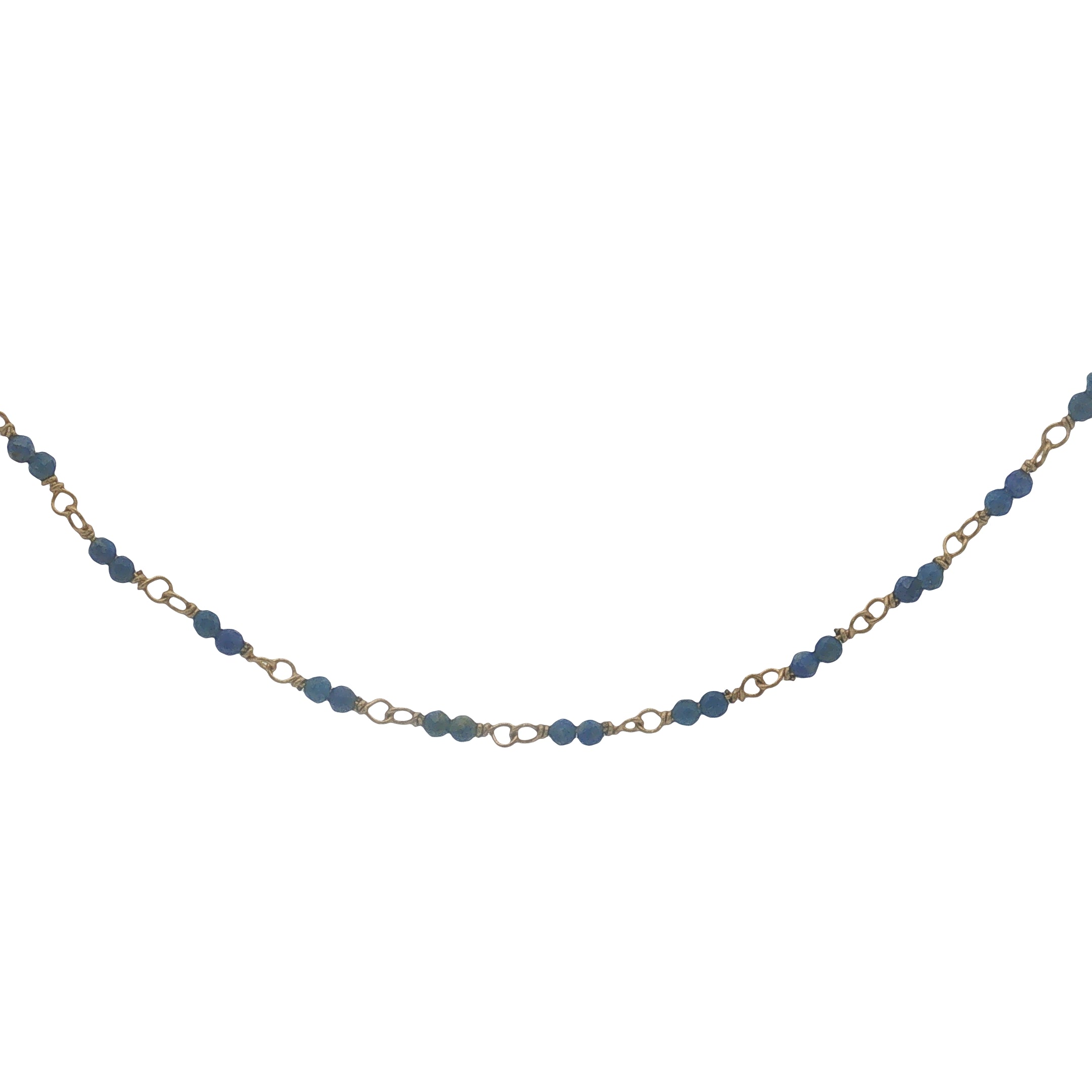 Collier doré avec duo lapis lazuli 38 cm