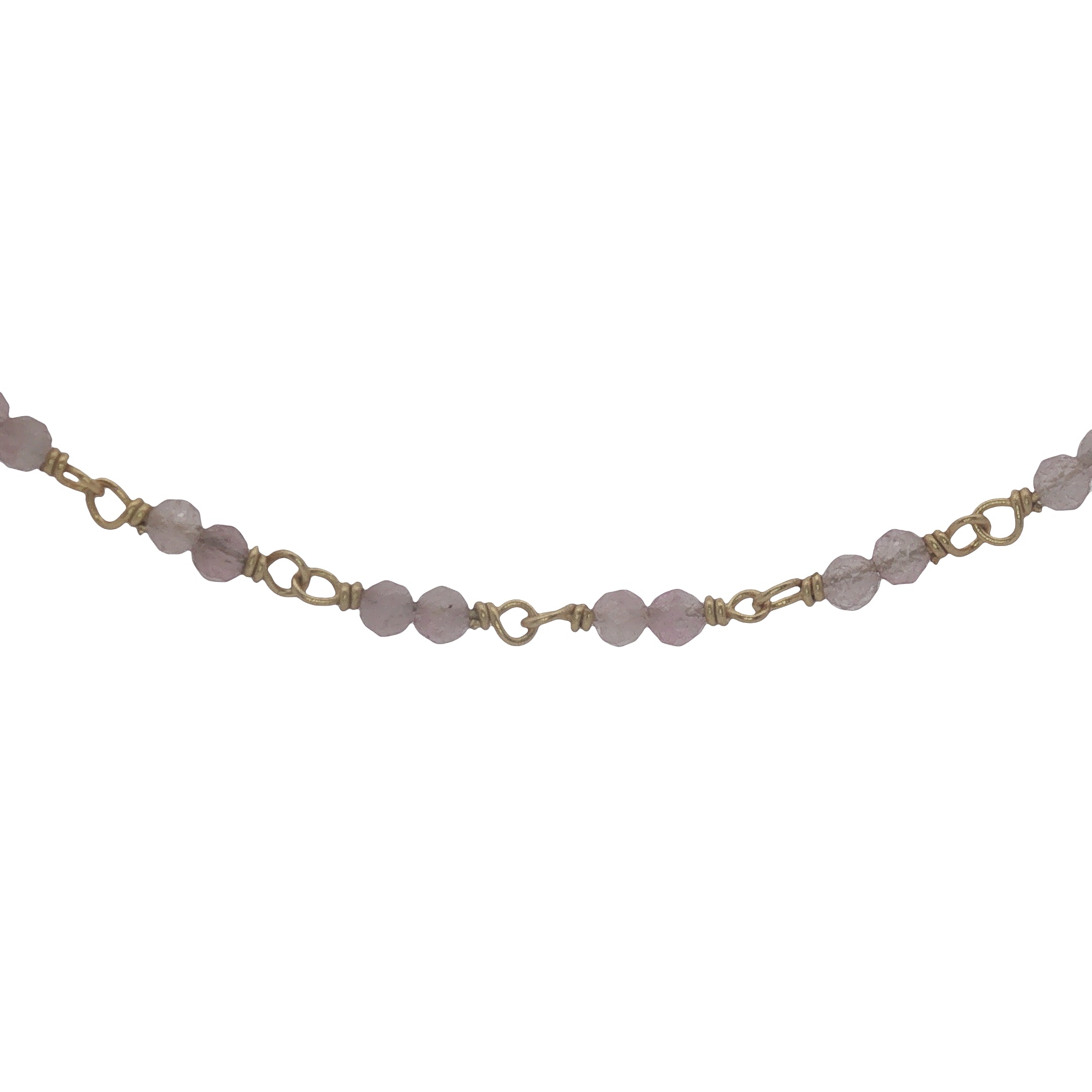 Collier doré avec duo tourmaline rose 38 cm