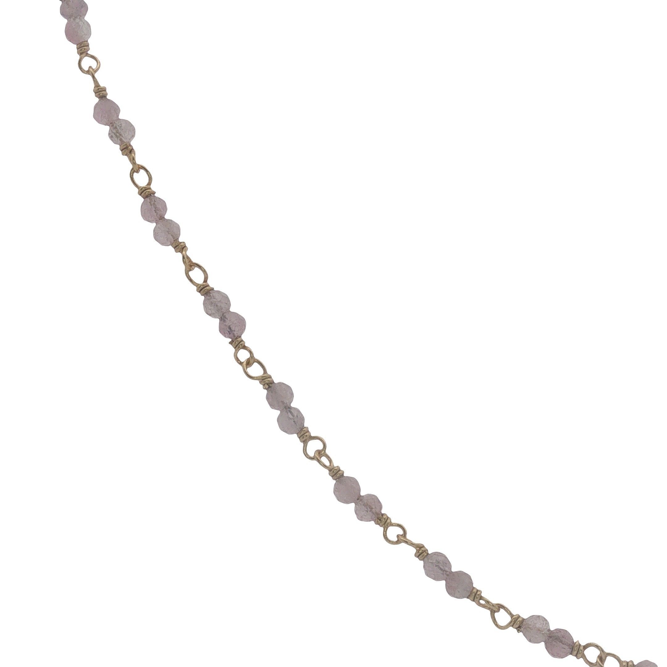 Collier doré avec duo tourmaline rose 38 cm