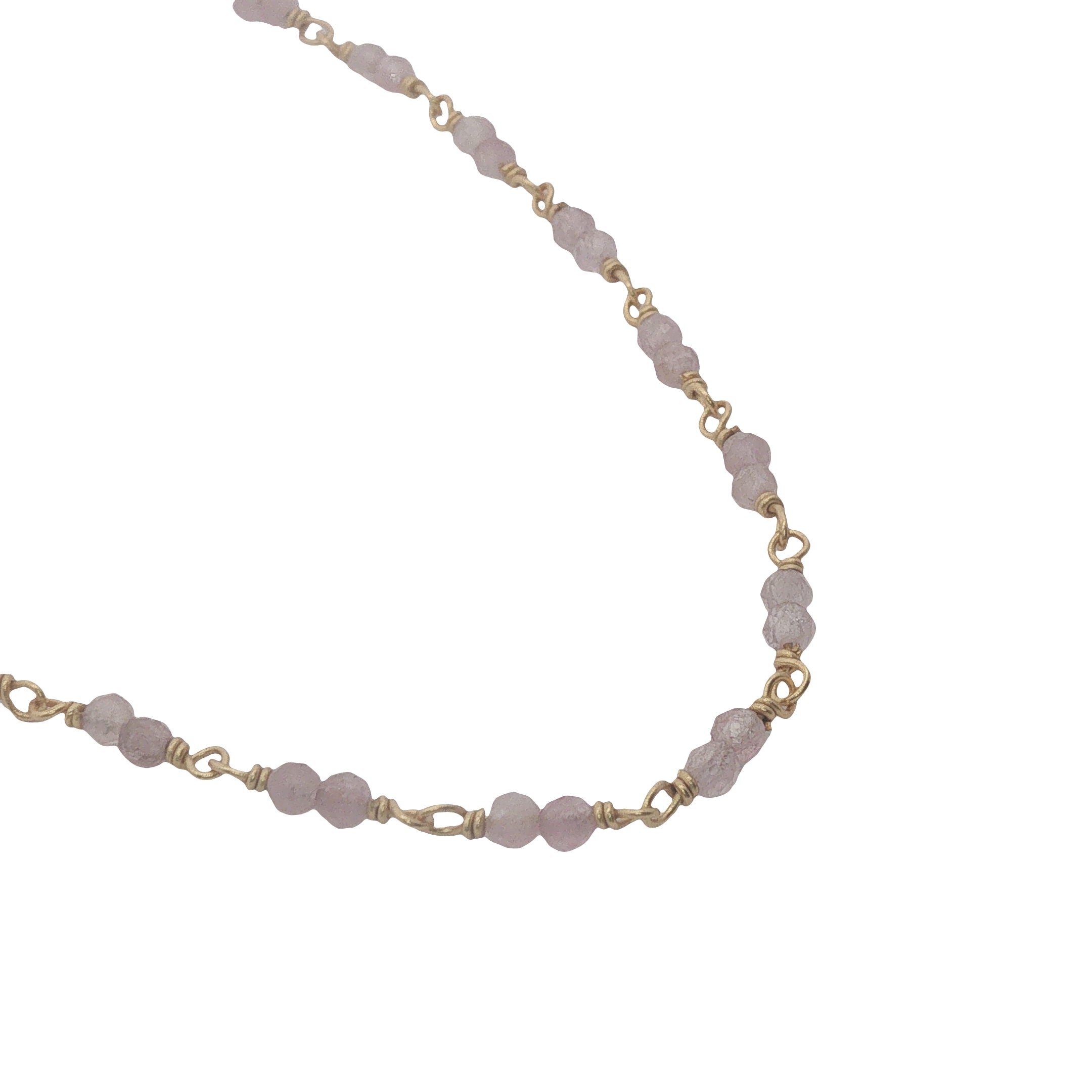 Collier doré avec duo tourmaline rose 38 cm