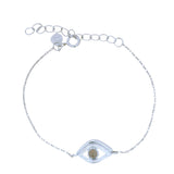 925 silver bracelet with textured eye and stone
