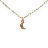 Collier doré petite lune zircons 38 cm