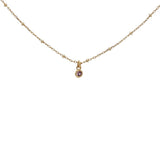Collier doré délicat zircon parme serti clos 38 cm