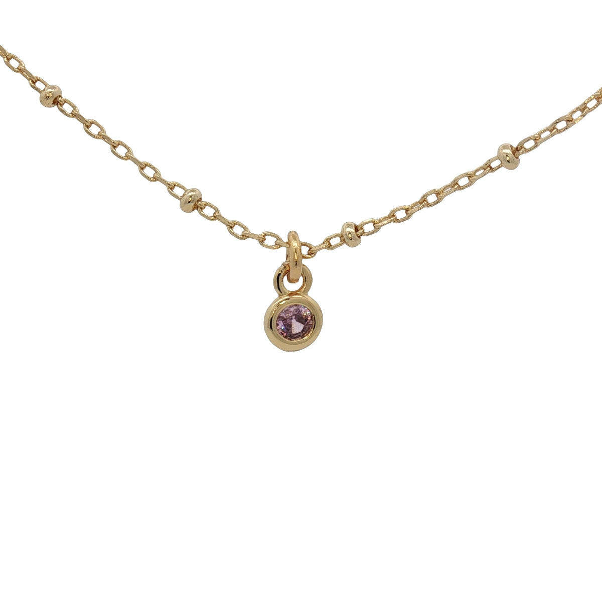 Collier doré délicat zircon parme serti clos 38 cm