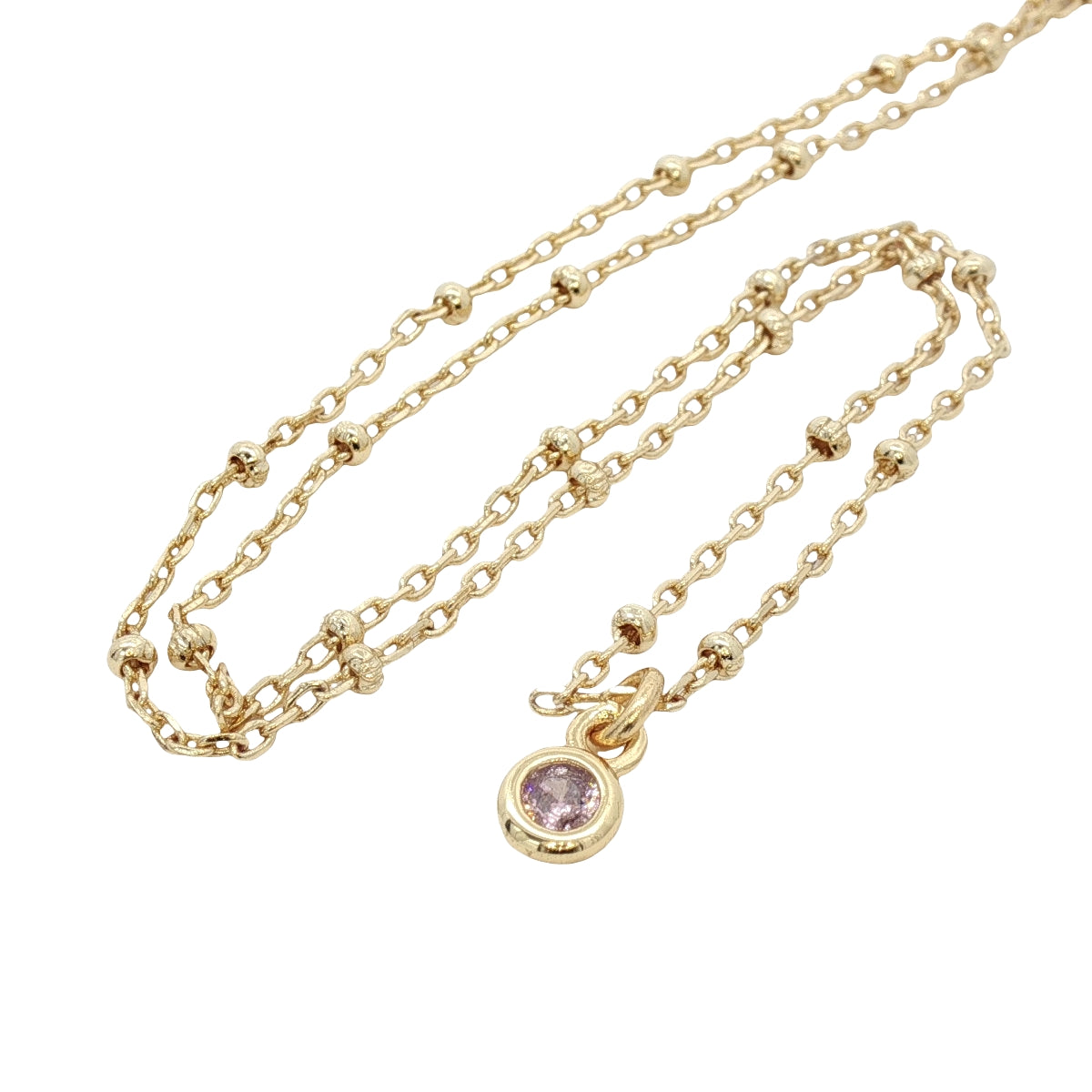 Collier doré délicat zircon parme serti clos 38 cm