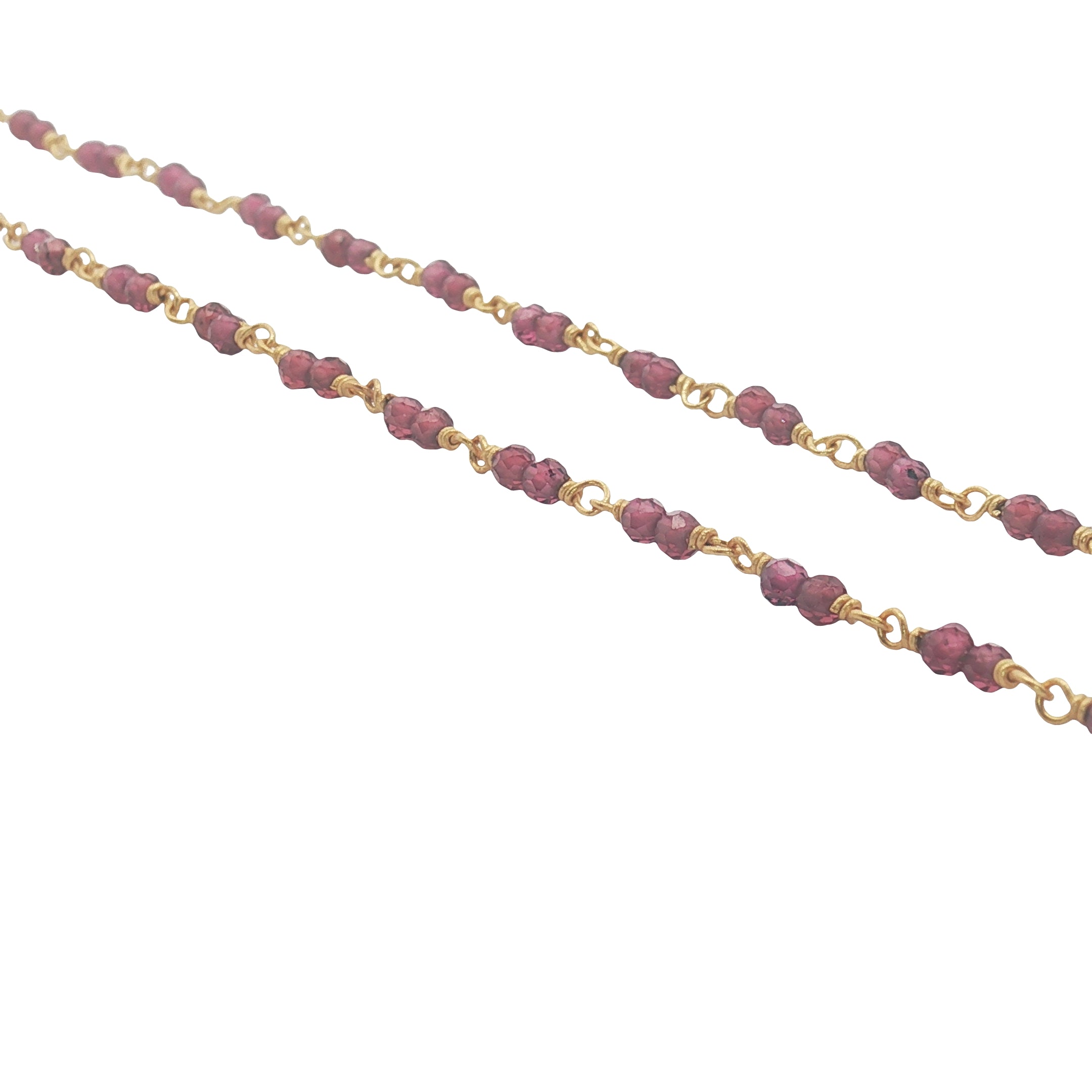 Collier doré avec duo grenat 50 cm