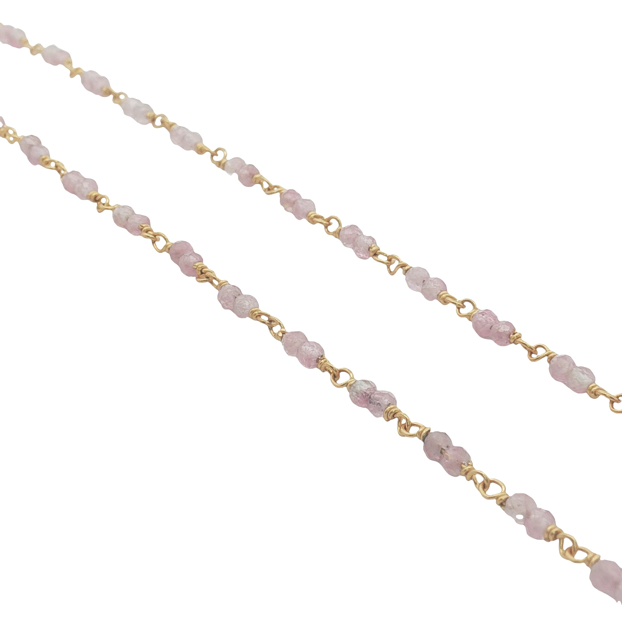 Collier doré avec duo tourmaline rose 50 cm
