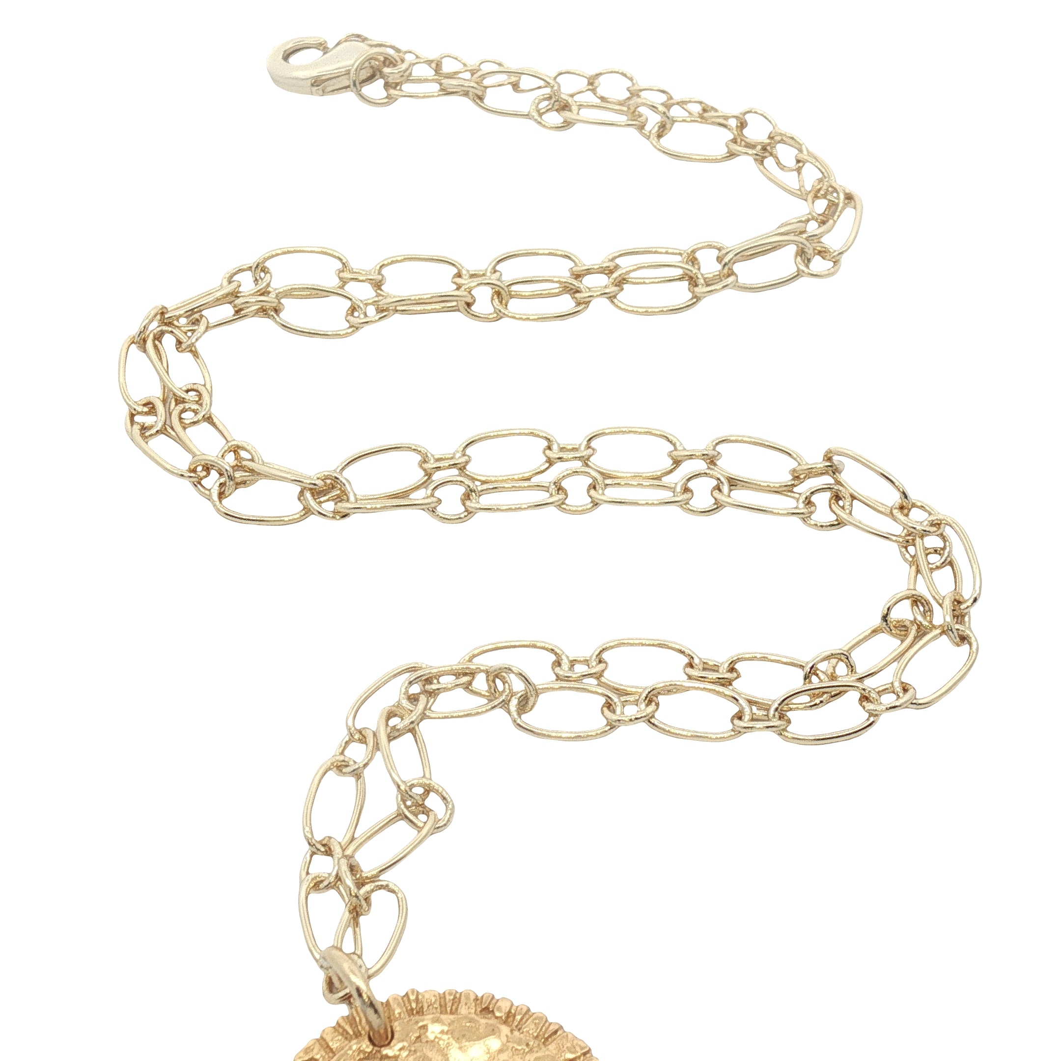 Collier doré medaille main de Fatma nacre avec oeil 42 cm