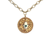 Collier doré médaille main de Fatma nacre et oeil 50 cm