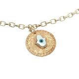 Collier doré médaille main de Fatma nacre et oeil 50 cm