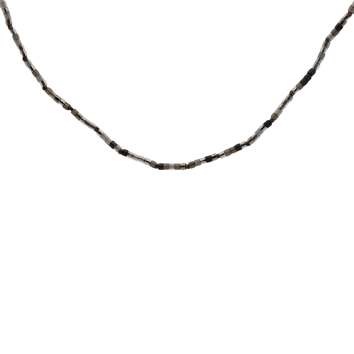 Collier doré perles grises Miyuki 38 cm