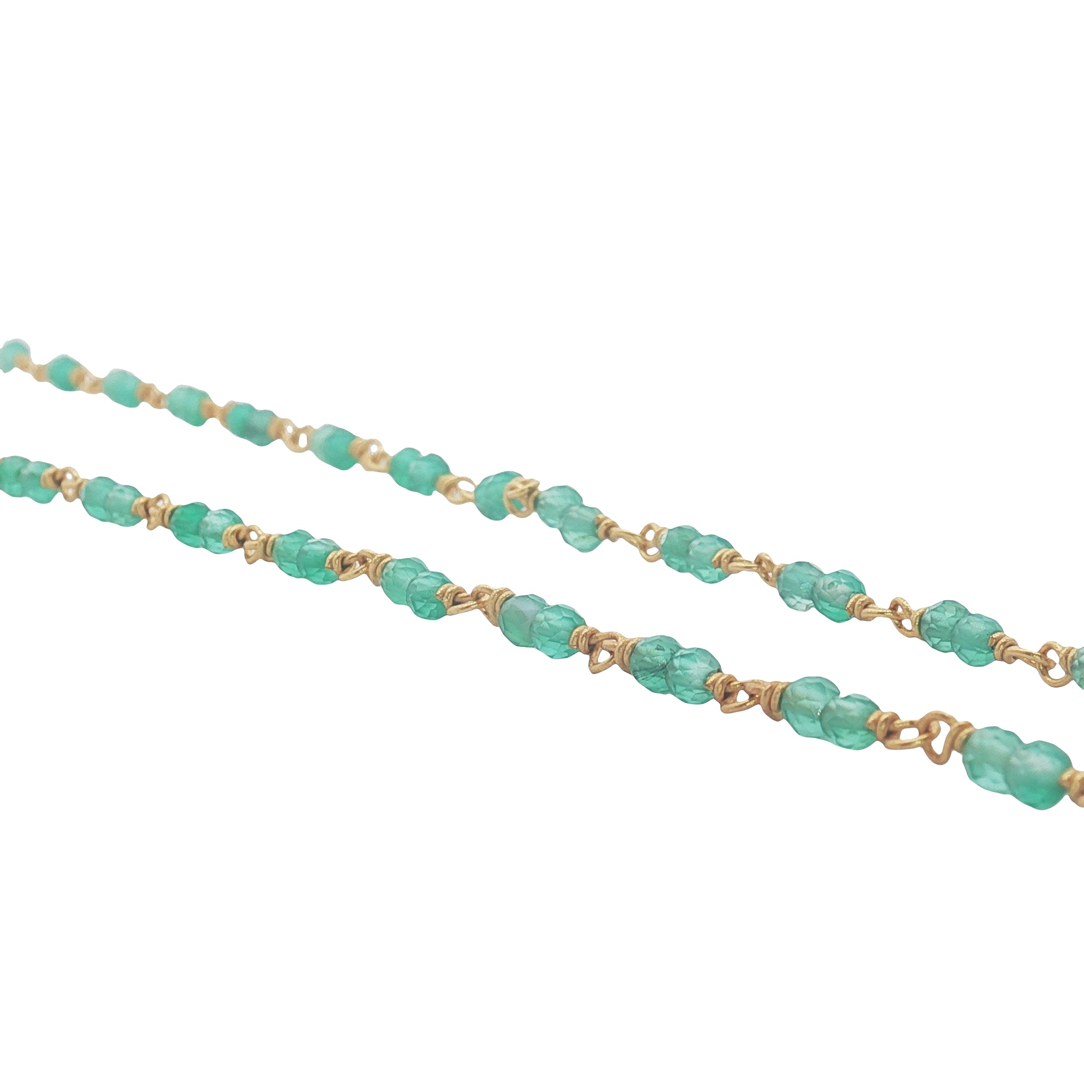 Collier doré avec duo onyx verte 75 cm