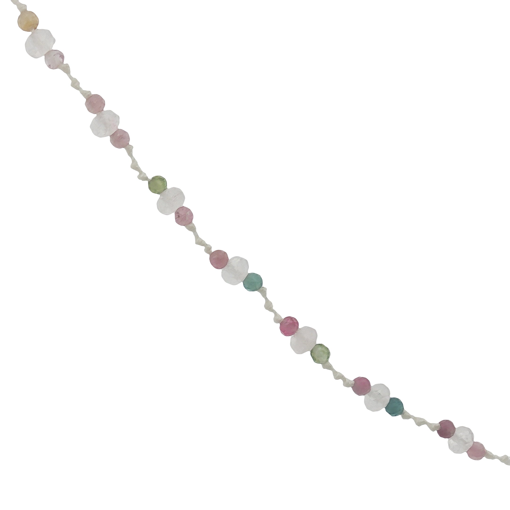 Collier doré cordon blanc avec tourmaline et pierre de lune 42 cm