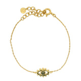 Bracelet doré oeil cils en boules et zircons noirs