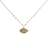 Collier doré oeil avec nacre et zircons 42 cm