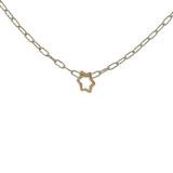 Collier maille rectangle doré étoile de David ajouré 38 cm