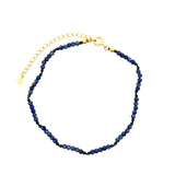 Chaine de cheville dorée en lapis lazuli et onyx noire
