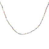 Collier doré mix petites perles colorées et fil blanc 75 cm