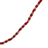 Collier doré en perles Miyuki rouges, roses et dorées 38 cm