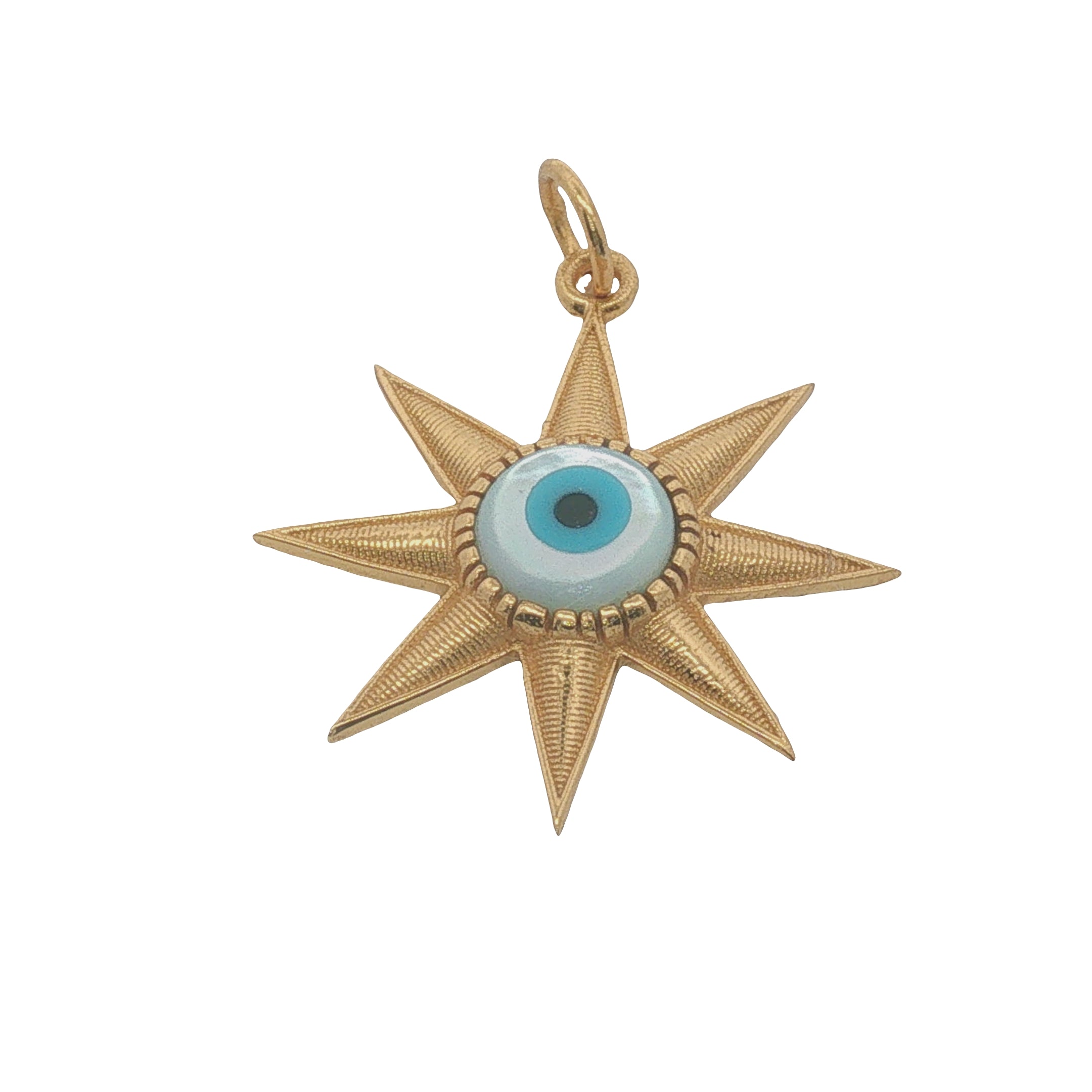 Charms doré soleil avec oeil en nacre