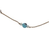 Collier sur fil doré avec perles colorées oeil et perles d'eau douce 75 cm