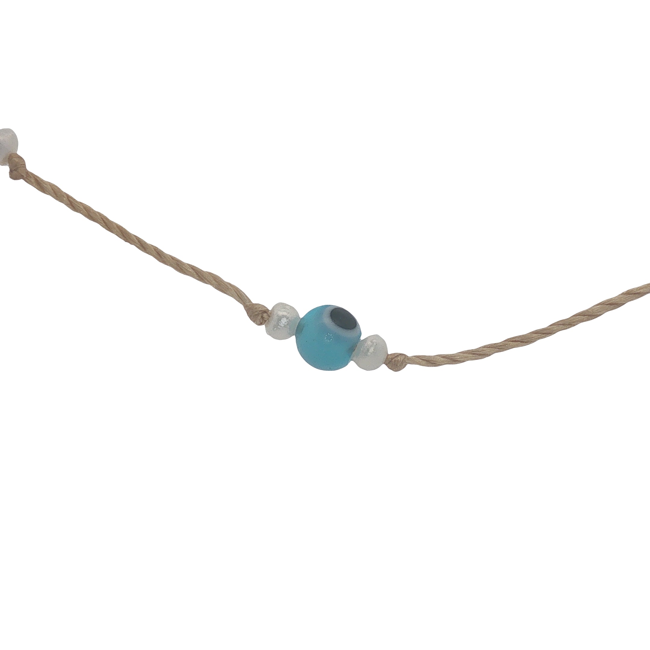 Collier sur fil doré avec perles colorées oeil et perles d'eau douce 75 cm