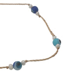 Collier sur fil doré avec perles colorées oeil et perles d'eau douce 75 cm
