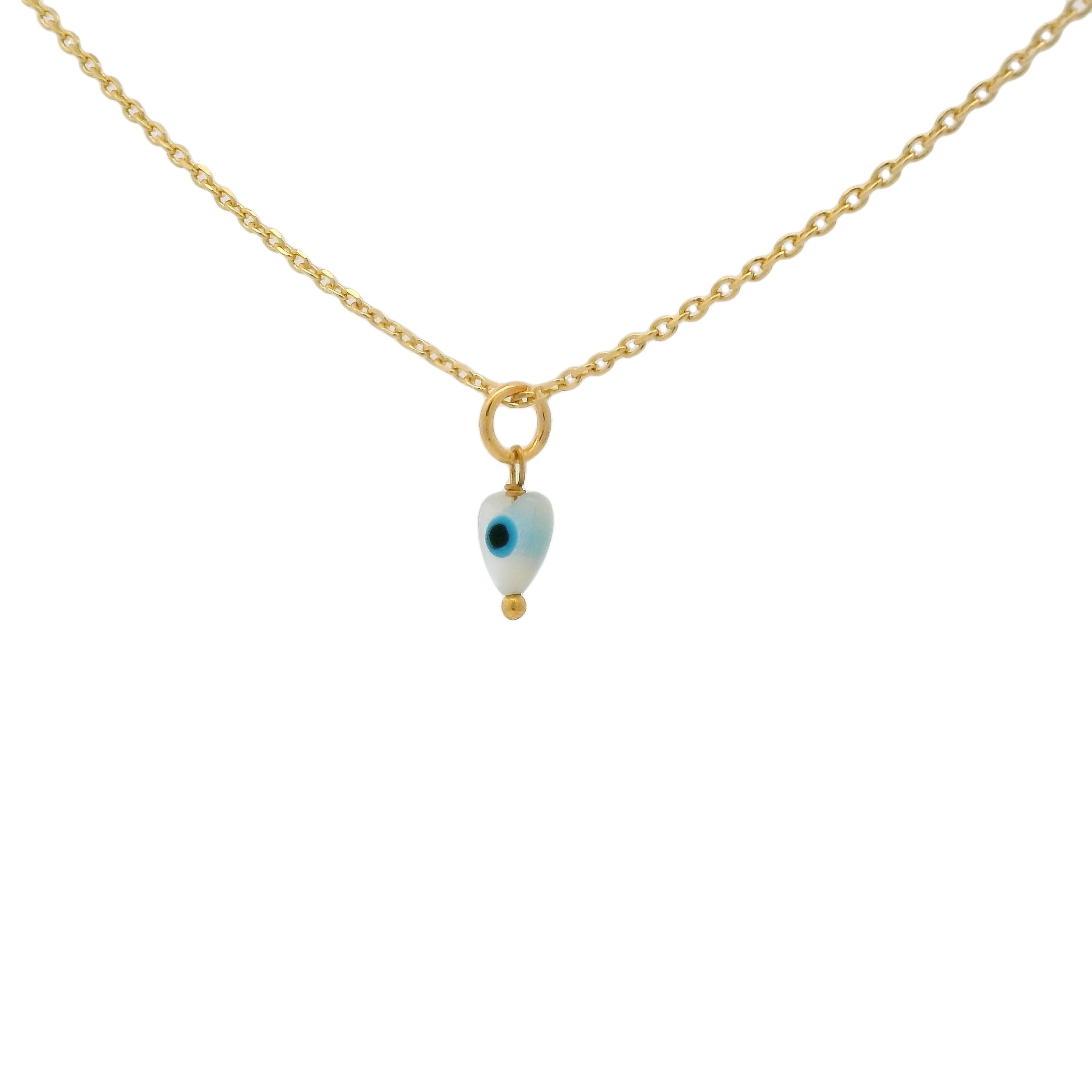 Collier doré petit coeur nacre avec oeil